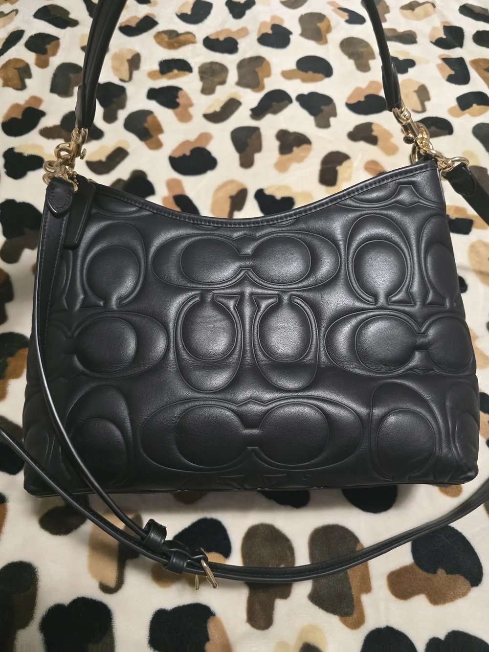 COACH Black Quilted Signature Leather Shoulder Bag